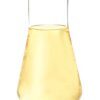 Glassware with cooking oil on white background